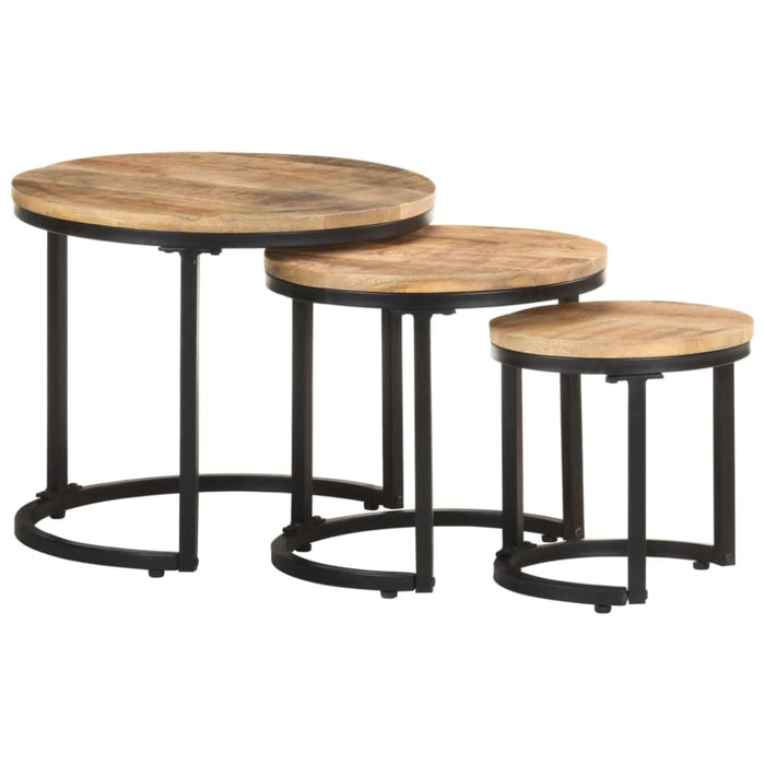 Side Tables 3 Pcs Rough Mango Wood Txblnl