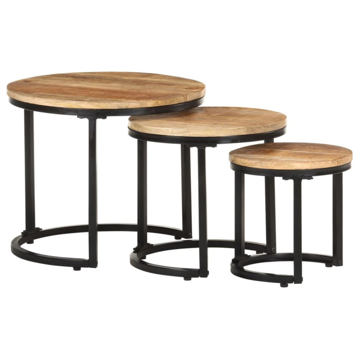 Side Tables 3 Pcs Rough Mango Wood Txblnl