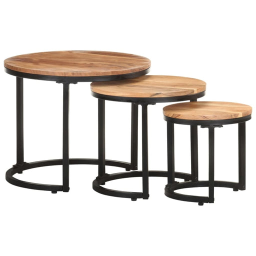 Side Tables 3 Pcs Solid Acacia Wood Txblni