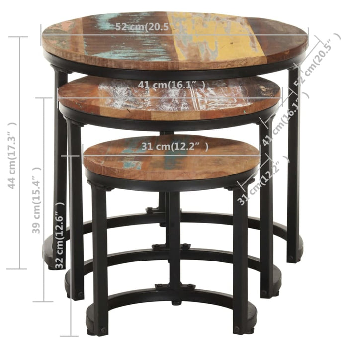 Side Tables 3 Pcs Solid Reclaimed Wood Txblnn
