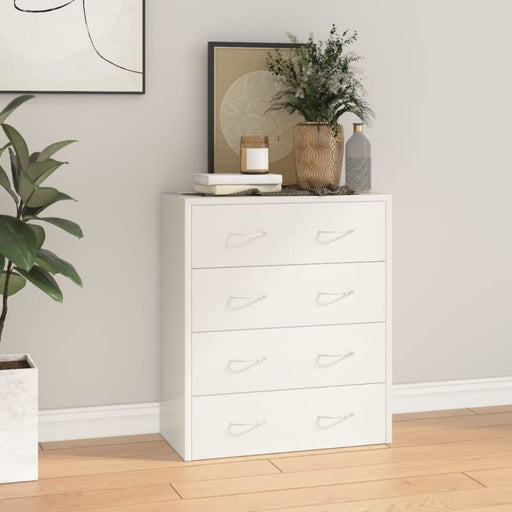Sideboard With 4 Drawers 60x30.5x71 Cm Glossy Look White
