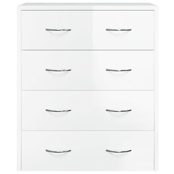 Sideboard With 4 Drawers 60x30.5x71 Cm Glossy Look White