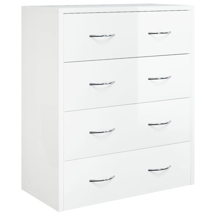 Sideboard With 4 Drawers 60x30.5x71 Cm Glossy Look White