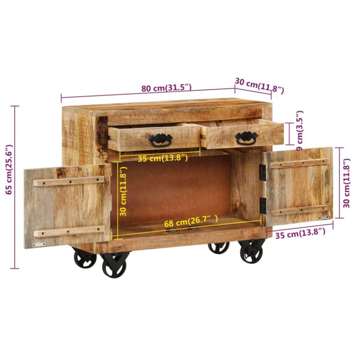 Sideboard 80x30x65 Cm Solid Rough Wood Mango Tpolnk