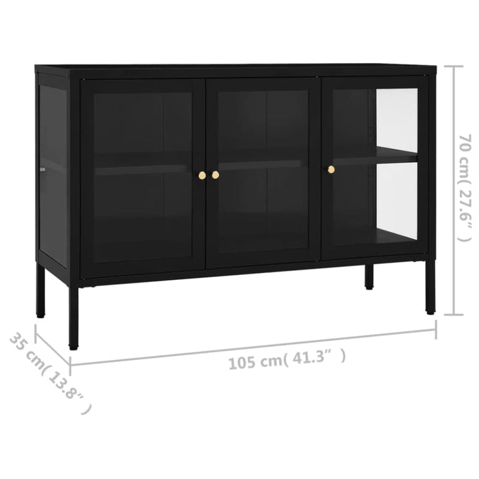 Sideboard Black 105x35x70 Cm Steel and Glass Ttlbli