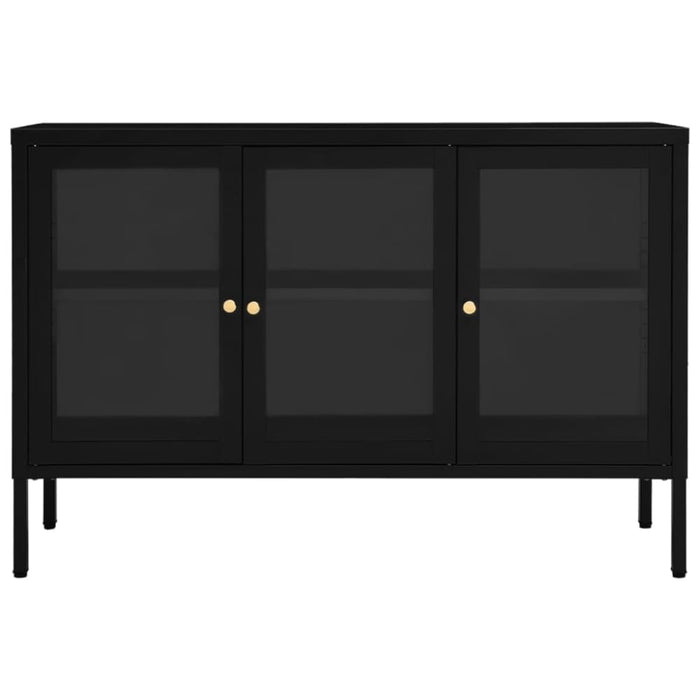 Sideboard Black 105x35x70 Cm Steel and Glass Ttlbli