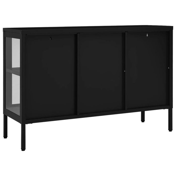 Sideboard Black 105x35x70 Cm Steel and Glass Ttlbli