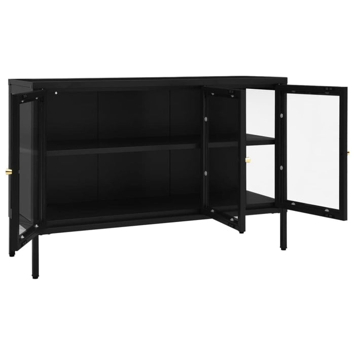 Sideboard Black 105x35x70 Cm Steel and Glass Ttlbli