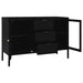Sideboard Black 105x35x70 Cm Steel And Tempered Glass Ttlbil