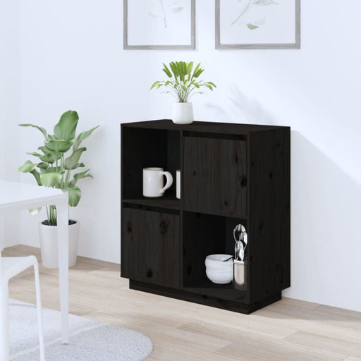 Sideboard Black 74x35x80 Cm Solid Wood Pine Noatpt