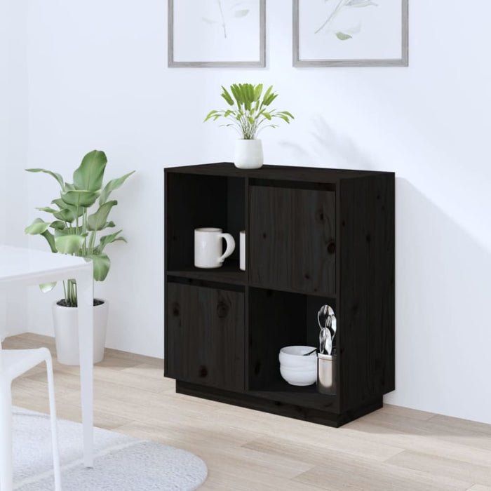 Sideboard Black 74x35x80 Cm Solid Wood Pine Noatpt