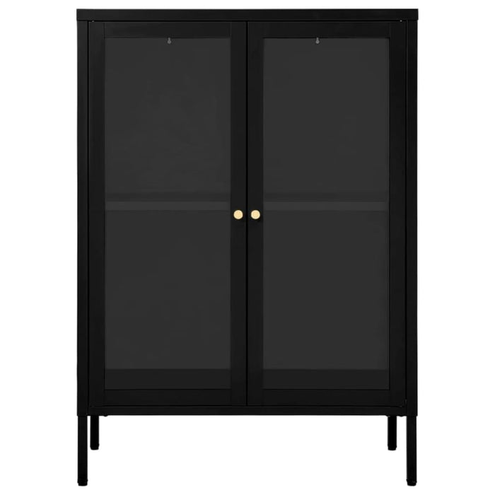 Sideboard Black 75x35x105 Cm Steel And Glass Ttlbib