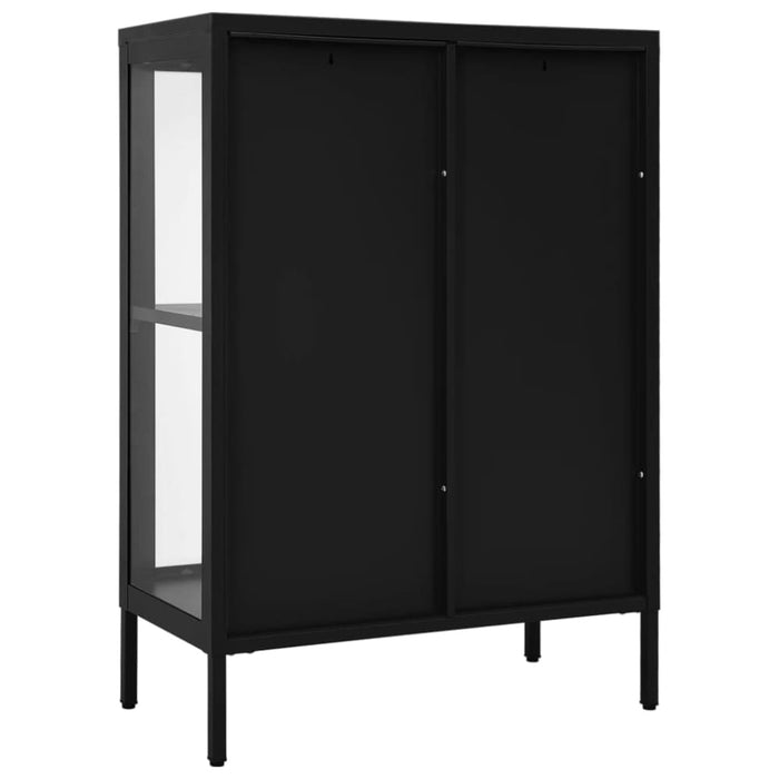 Sideboard Black 75x35x105 Cm Steel And Glass Ttlbib