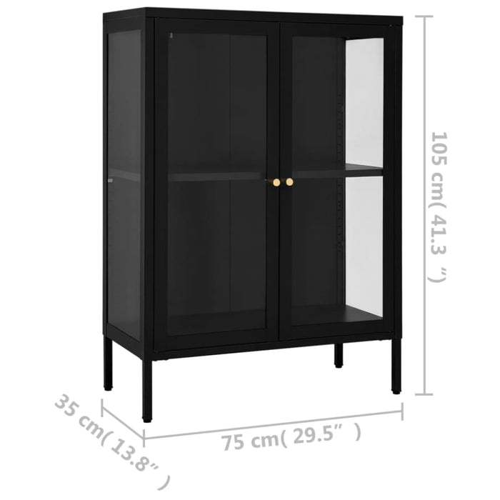 Sideboard Black 75x35x105 Cm Steel And Glass Ttlbib