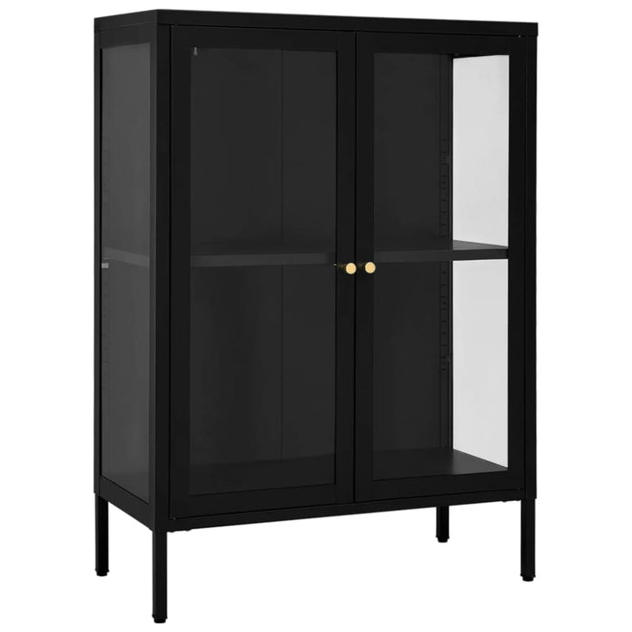 Sideboard Black 75x35x105 Cm Steel And Glass Ttlbib