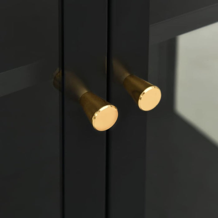 Sideboard Black 75x35x105 Cm Steel And Glass Ttlbib