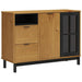 Sideboard with Glass Door Flam 110x40x80 Cm Solid Wood Pine