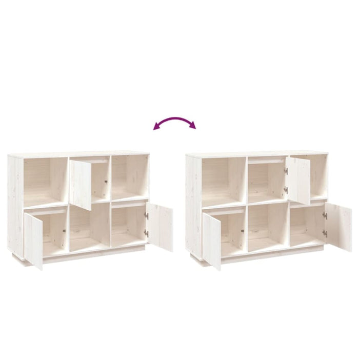 Sideboard White 110.5x35x80 Cm Solid Wood Pine Noatpp