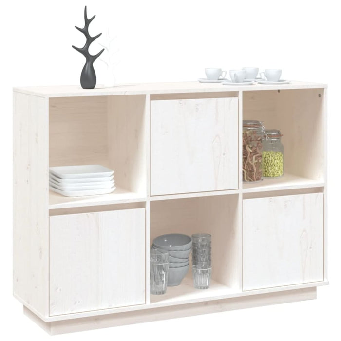 Sideboard White 110.5x35x80 Cm Solid Wood Pine Noatpp