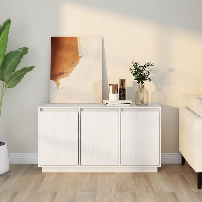 Sideboard White 111x34x60 Cm Solid Wood Pine Notnob