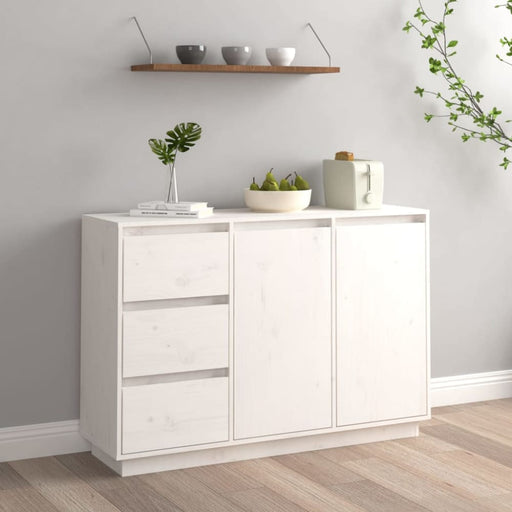 Sideboard White 111x34x75 Cm Solid Wood Pine Notnbp