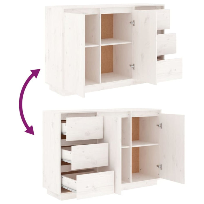 Sideboard White 111x34x75 Cm Solid Wood Pine Notnbp