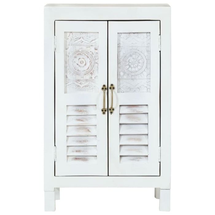 Sideboard White 55x30x90 Cm Solid Wood Acacia Tpolox