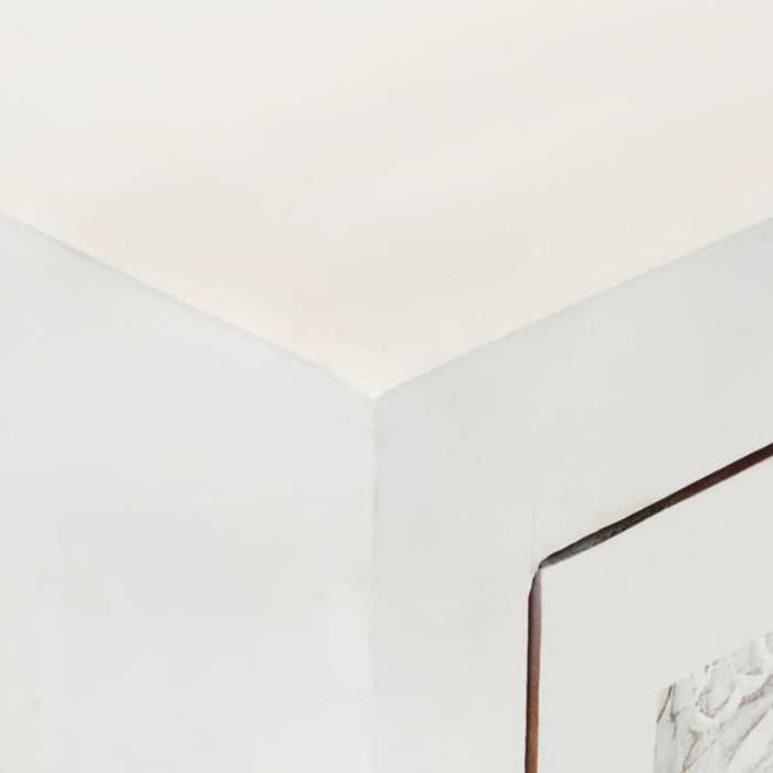 Sideboard White 55x30x90 Cm Solid Wood Acacia Tpolox