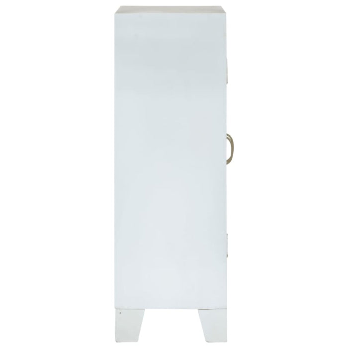 Sideboard White 55x30x90 Cm Solid Wood Acacia Tpolox