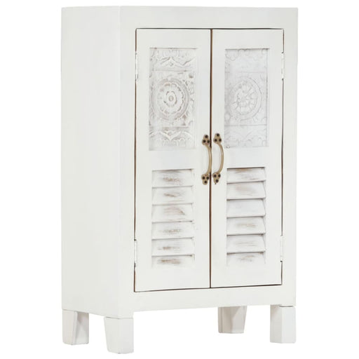 Sideboard White 55x30x90 Cm Solid Wood Acacia Tpolox