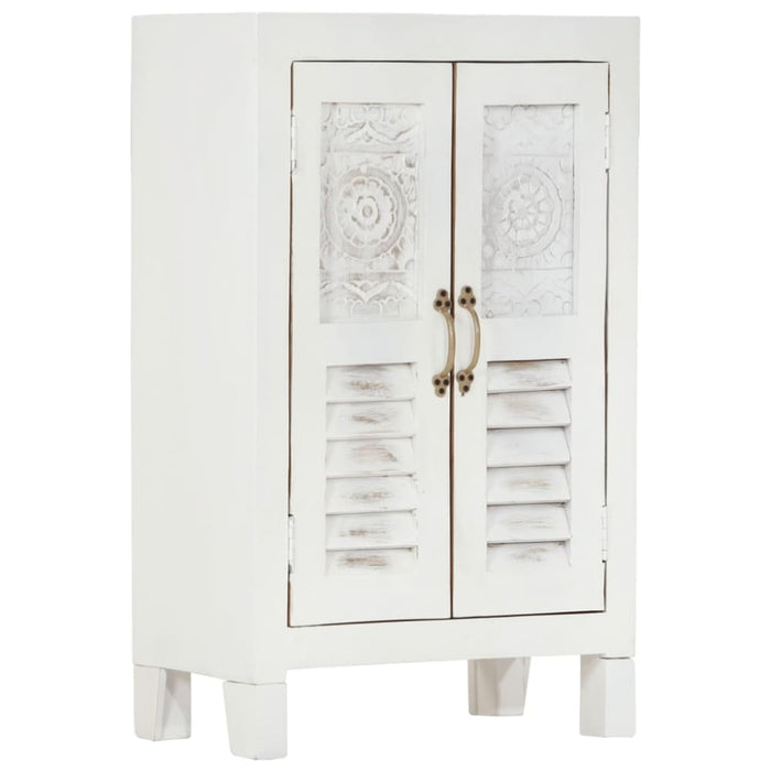 Sideboard White 55x30x90 Cm Solid Wood Acacia Tpolox