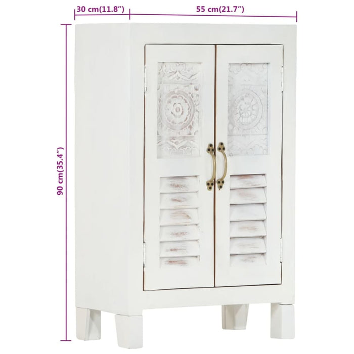 Sideboard White 55x30x90 Cm Solid Wood Acacia Tpolox