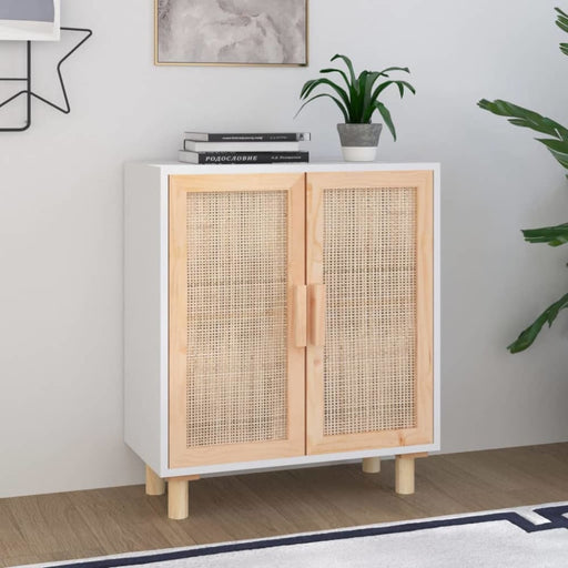 Sideboard White 60x30x70 Cm Solid Wood Pine And Natural