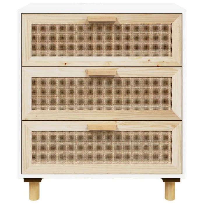 Sideboard White 60x30x70 Cm Solid Wood Pine and Natural
