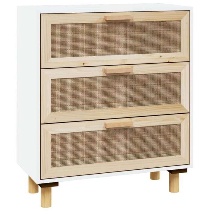Sideboard White 60x30x70 Cm Solid Wood Pine and Natural