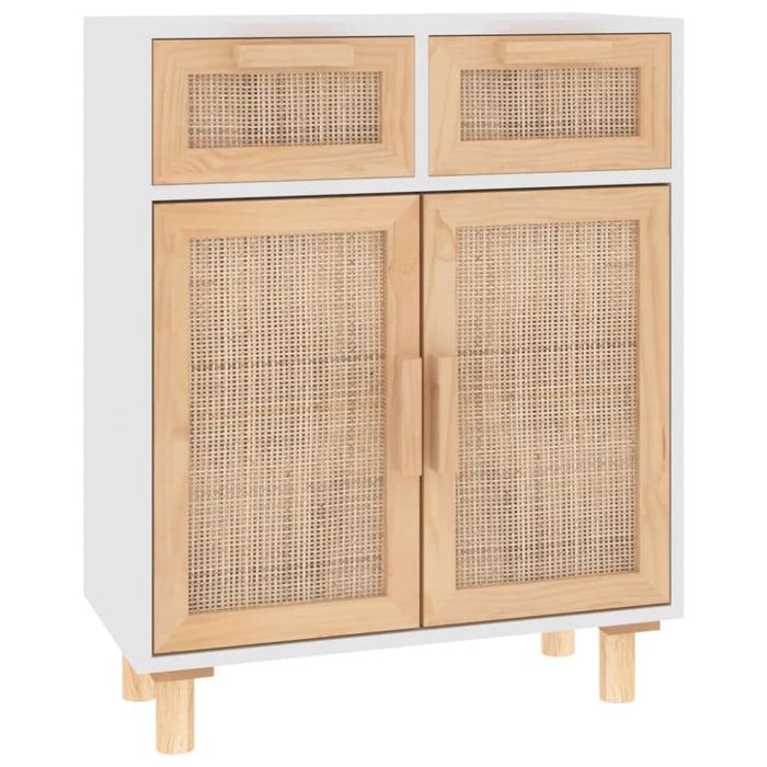 Sideboard White 60x30x75 Cm Solid Wood Pine and Natural