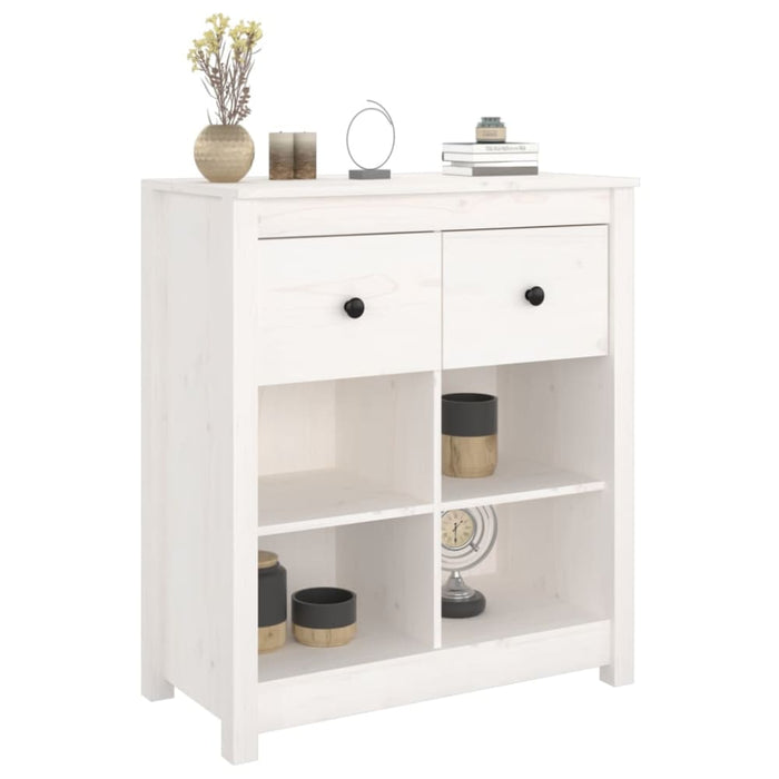 Sideboard White 70x35x80 Cm Solid Wood Pine Notilp