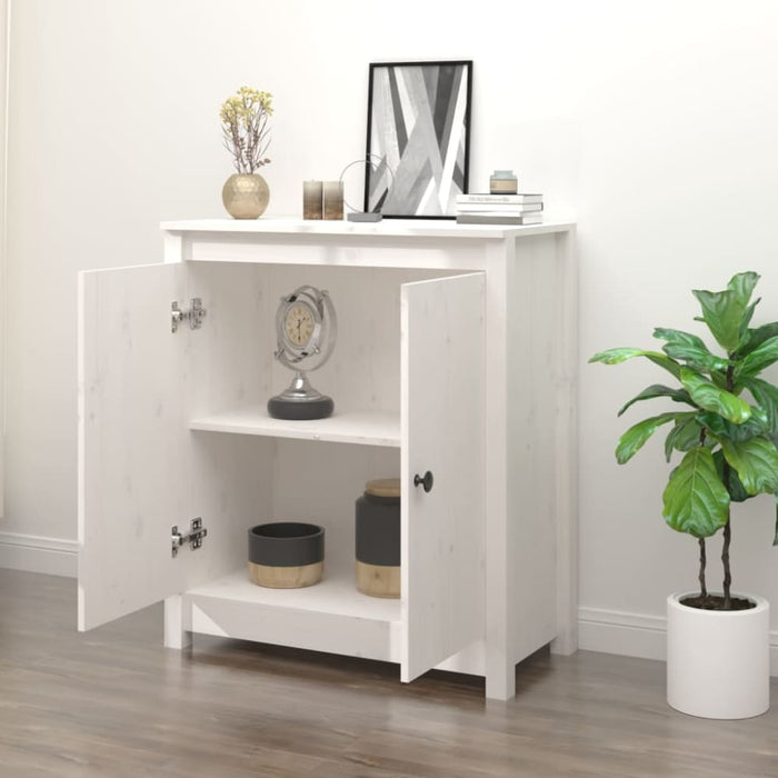 Sideboard White 70x35x80 Cm Solid Wood Pine Notixb