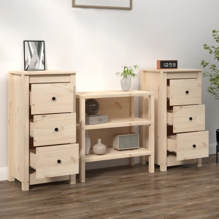 Sideboards 2 Pcs 40x35x80 Cm Solid Wood Pine Notiab