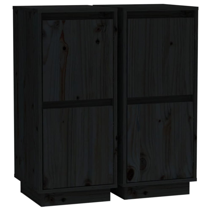 Sideboards 2 Pcs Black 31.5x34x75 Cm Solid Wood Pine Nottnk