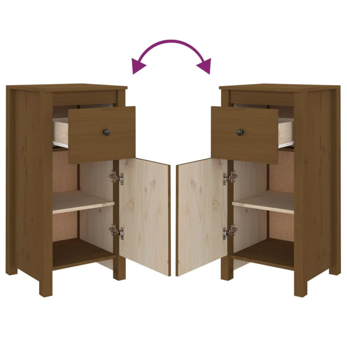 Sideboards 2 Pcs Honey Brown 40x35x80 Cm Solid Wood Pine