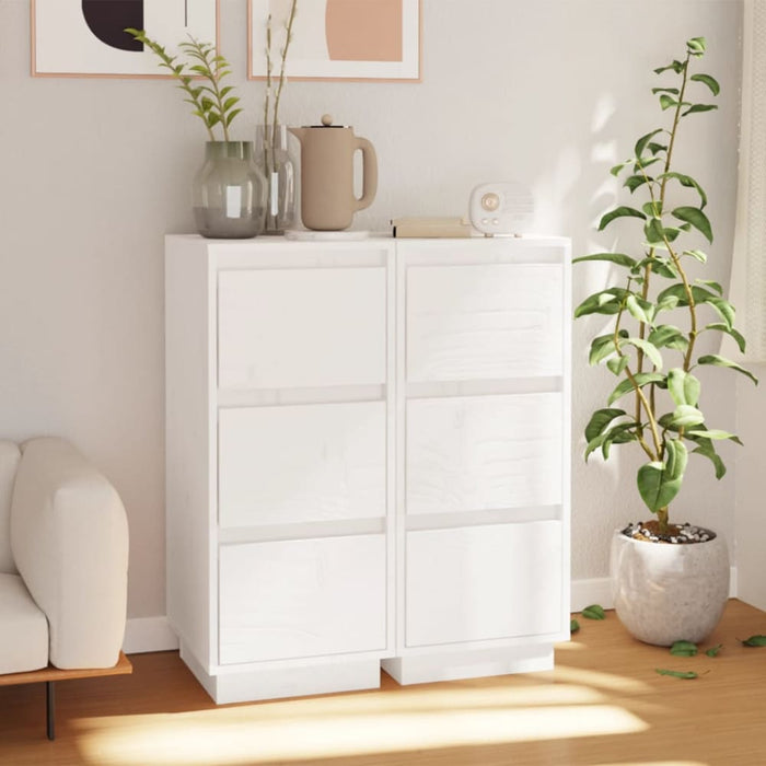 Sideboards 2 Pcs White 32x34x75 Cm Solid Wood Pine Nottln