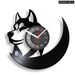 Silent Siberian Husky Vinyl Record Wall Clock