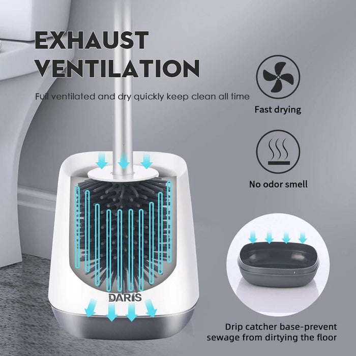 Silicone Bristle Toilet Brush and Drying Holder