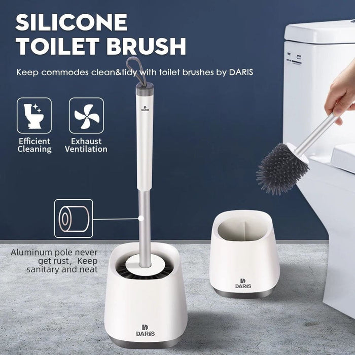 Silicone Bristle Toilet Brush and Drying Holder