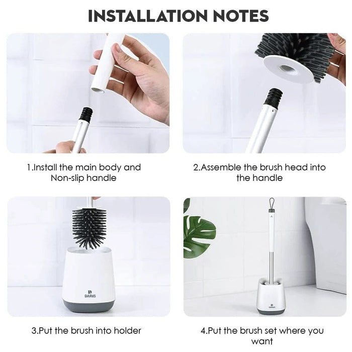 Silicone Bristle Toilet Brush and Drying Holder