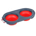 Silicone Portable Double Collapsible Folding Pet Bowl