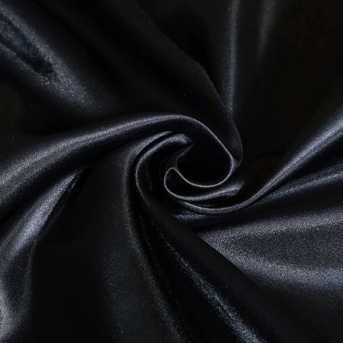Silky Black Rayon Satin Fitted Sheet Elastic Band