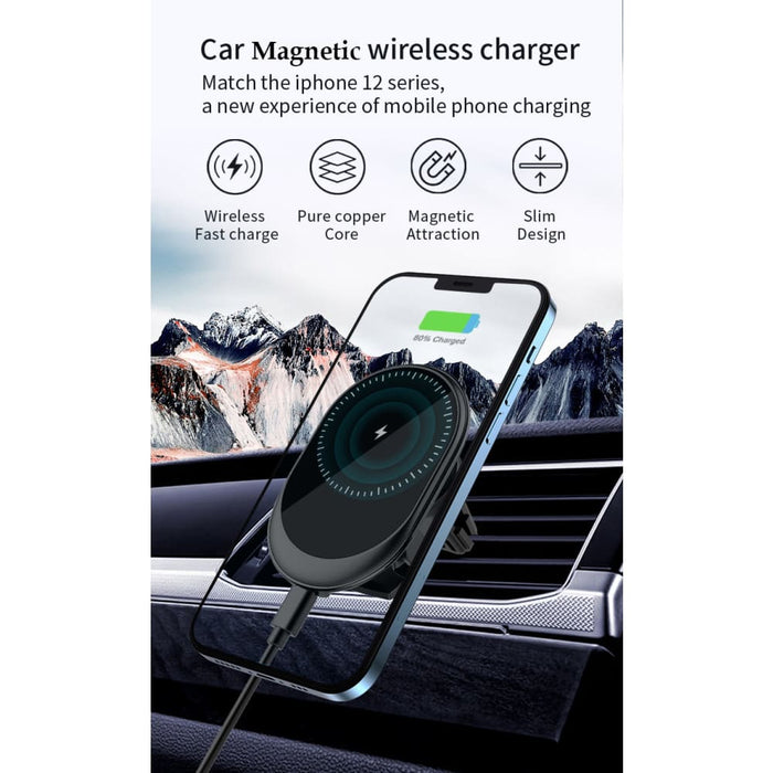 15w Simple Design Magnetic Wireless Car Charger For Iphone