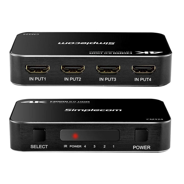 Simplecom Cm324 4 Way Hdmi 2.0 Switch With Remote In 1